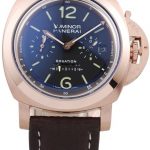 Panerai Luminor Rose Gold Case Black Dial Dark Brown Leather Strap