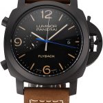 Panerai Luminor 1950 3 Days Chrono Flyback Black Dial Black Case Brown Leather Strap