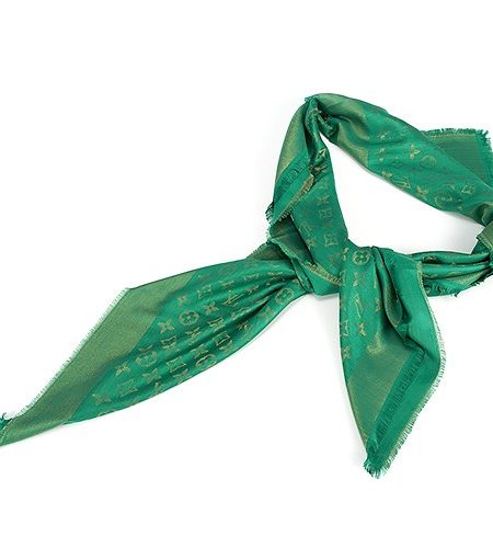 Louis Vuitton Monogram Gold Sunrise Shine Green Shawl 621855