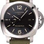 Panerai Luminor 1950 3-Days GMT Silver Case Black Dial Green Bracelet 1454016