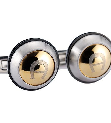 Aigner Engraved Initial Silver And Gold Cufflinks 700746