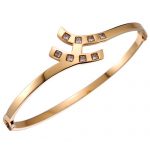 Hermes Diamond H Gold Bangle 700608