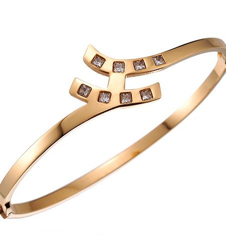 Hermes Diamond H Gold Bangle 700608