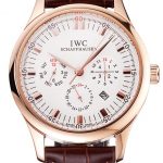 Swiss IWC Portugieser Perpetual Calendar White Dial Rose Gold Case Brown Leather Strap