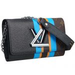 Louis Vuitton Monogram Canvas And Blue Leather Twist Chain Wallet 18927146