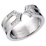 Cartier Replica Crystal Stud Pointed Open Tip Center Sterling Silver Band