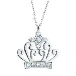 Cartier Silver Necklace With Diamond Encrusted Crown Pendant