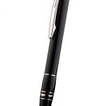 MontBlanc Silver Trimmed Thick Rounded Black Enamel Ballpoint Pen With MB Engraving 98060
