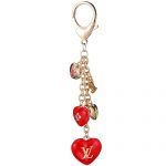 Louis Vuitton Monogram Red hearts gold bag charm  700811