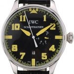 IWC Big Pilot 45mm Black And Yellow Dial Black Leather Bracelet