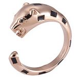 Cartier Replica Leopard Head Enamel Marking Rose-Gold Ring