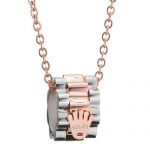 Rolex Crown Design Two Tone Rose Gold Plated Chain Necklace 700778