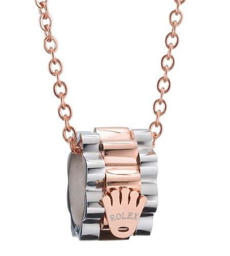 Rolex Crown Design Two Tone Rose Gold Plated Chain Necklace 700778
