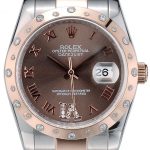 Rolex DateJust Brushed Stainless Steel Case Brown Dial Diamond Plated 41994