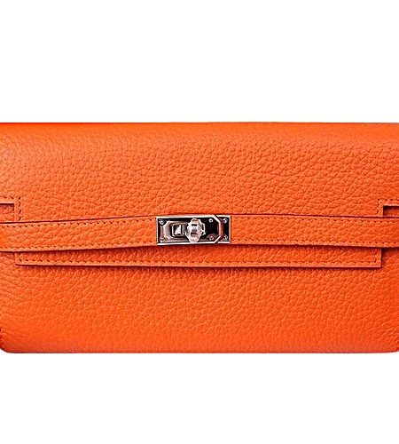 Hermes Kelly Long Wallet Orange 608074
