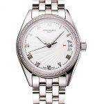 Swiss Patek Philippe Calatrava White Dial Diamond Bezel Stainless Steel Case And Bracelet