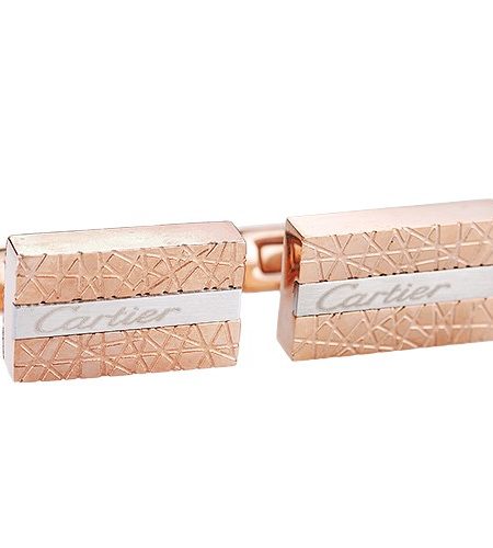 Cartier Engraved Business Rose Gold Cufflinks 700757
