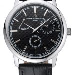 Vacheron Constantin Patrimony Power Reserve Black Dial Silver Case Black Leather Bracelet  1454262