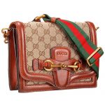 Gucci Lady Web GG Small Canvas Square Bag Brown