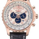 Breitling Navitimer Rosegold Bezek Leather Strap White Dial