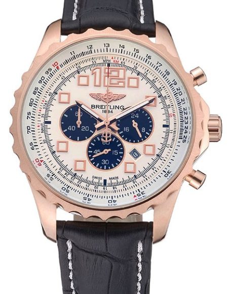Breitling Navitimer Rosegold Bezek Leather Strap White Dial