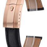 Rolex Black Leather with Rose Gold Clasp Bracelet  622498