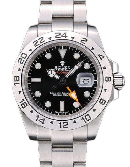 Rolex Swiss Explorer Stainless Steel Bezel Black Dial Watch