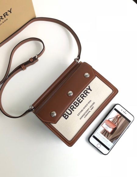 Burberry Two-tone Canvas and Leather Pocket Bag