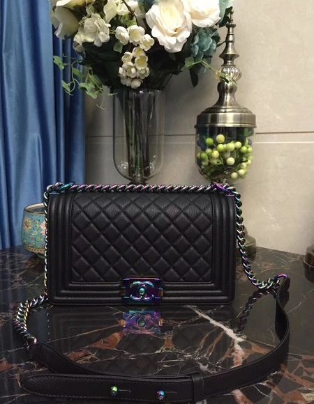 Chanel Le Boy Flap Shoulder Bag Sheepskin Leather D67086 Black