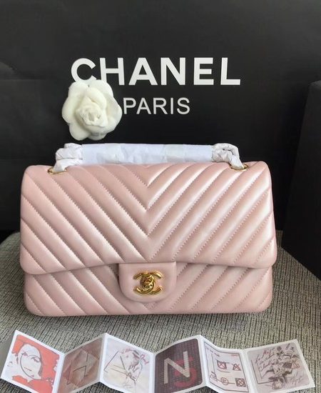 Chanel Classic original Sheepskin Leather Shoulder Bag 1112V pink gold chain