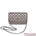 Chanel A33814 Gold Sheepskin Leather Flap Bag Silver