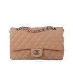 Chanel 2.55 Series Classic Flap Bag A01112 Beige Original Nubuck Cannage Pattern Leather Silver