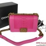 Boy Chanel Flap Shoulder Bag Python Leather A66094 Rose