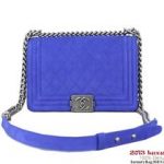 Boy Chanel Flap Shoulder Bag Original Nubuck Leather A67025 Blue