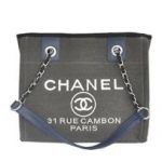 Chanel Small Canvas Tote Shopper Bag A67010 Grey&Blue