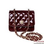 Chanel A67116 Classic mini Flap Bag Burgundy Patent Gold