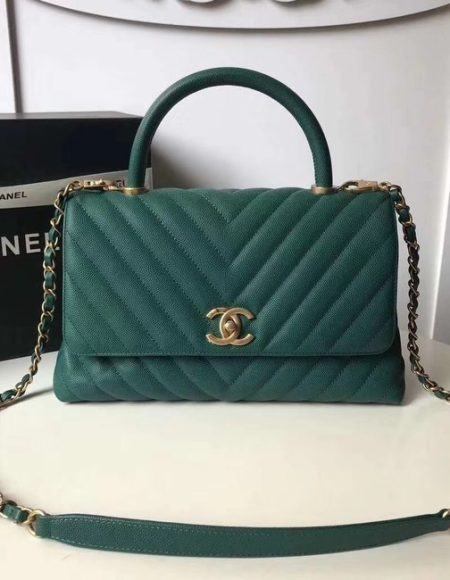 Chanel Flap Bag with Top Handle A92991 green