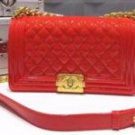 Boy Chanel Flap Shoulder Bag Patent Leather A67086P Red