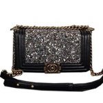 Chanel Boy 2014 Flap Shoulder Bag in Black Sheepskin Leather A6861 Gold