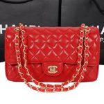 Chanel 2.55 Series Bag 1112 Red Sheepskin Leather Gold