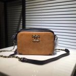 Chanel Calfskin Leather Shoulder Bag 56987 Apricot&Blue