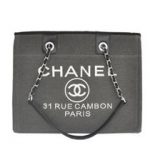 Chanel Medium Canvas Tote Shopper Bag A67011 Grey&Black