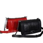 Chanel Boy Flap Shoulder Bag Snake Veins Calfskin Leather