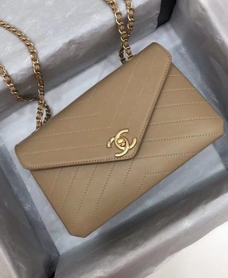 Chanel Flap Original Lambskin Leather Shoulder Bag 57431 apricot