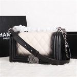 Chanel Boy Flap Shoulder Bag Calfskin Leather A90165 Black Gradient