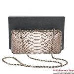 Chanel A69404 Snake Leather Evening Bag Grey