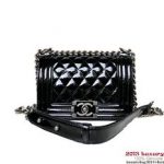 Boy Chanel Flap Shoulder Bag Patent Leather A67364 Black