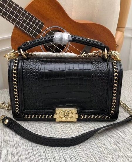 Chanel Leboy leather Shoulder Bag 5274A black gold chain