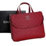 Chanel Cannage Pattern Leather Tote Bag A1238 Burgundy