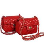 Chanel 1115 Classic mini Flap Bag in Red Sheepskin Leather
